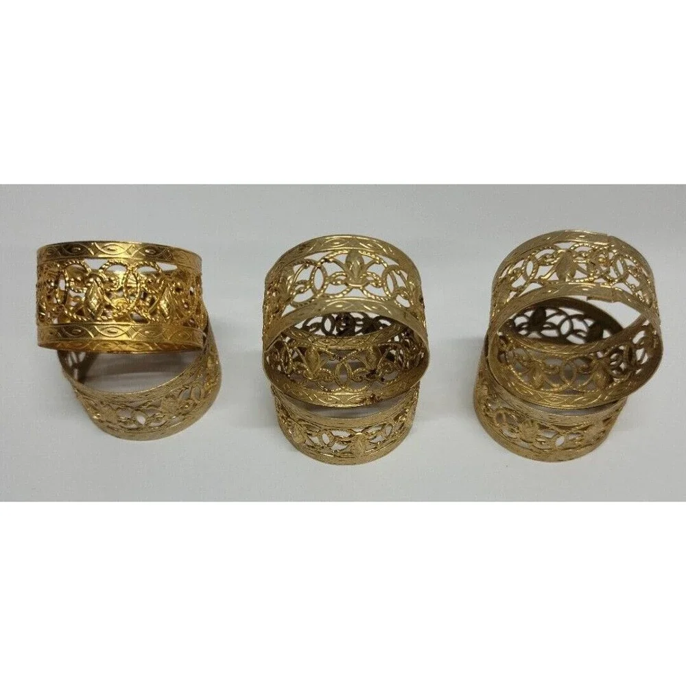 Set Of 6 Brass Napkin Rings